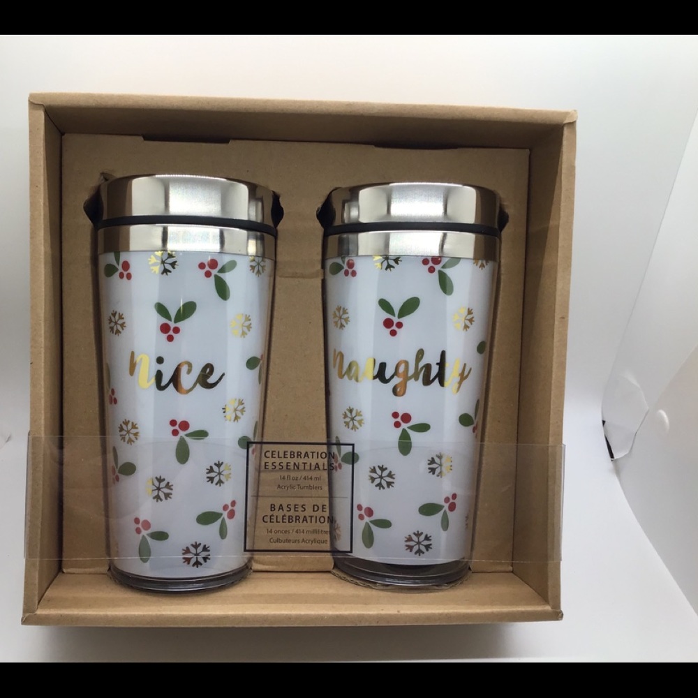 2 Chrismas 14oz tumbler naughty nice new in box